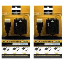 Kit 2 Cabo Adaptador Conversor Hdmi Para Vga Saída P2 Áudio