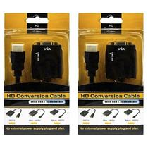 Kit 2 Cabo Adaptador Conversor Hdmi Para Vga Saída P2 Áudio Kit 2 Cabo Adaptador Conversor Hdmi Para Vga Saída P2 Áudio