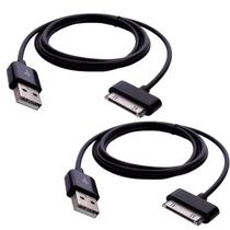 Kit 2 Cabo Carregador USB Tablet Para Samsung Tab P1000 3110 P3100 P5110 Dados Carga 5V Preto 1Metro