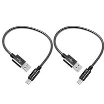 Kit 2 Cabo Carregador USBxTipo-C Curto USB-C Metal Blindado Reforçado Turbo Celular Powerbank x'Gold