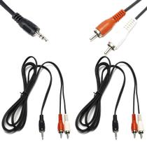 Kit 2 Cabo De Audio 2 Rca X P2 1.8m Auxiliar Som Macho Estereo Metros