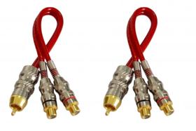 Kit 2 Cabo de Áudio RCA Y 1 Macho 2 Fêmeas tripla blindagem