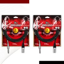 Kit 2 Cabo De Microfone Balanceado P10 Mono Para Xlr Macho 3m Metros - Pulse Eletrolon