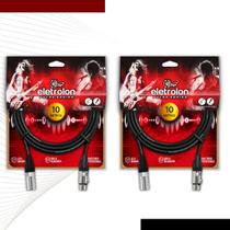 Kit 2 Cabo De Microfone Balanceado Xlr Macho Para Xlr Femea 10m Metros - Pulse Eletrolon