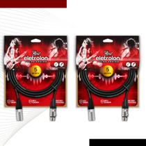 Kit 2 Cabo De Microfone Balanceado Xlr Macho Para Xlr Femea 5m Metros - Pulse Eletrolon