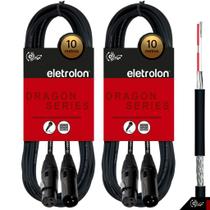 Kit 2 Cabo De Microfone Balanceado Xlr Macho Xlr Femea 10m Metros - Eletrolon