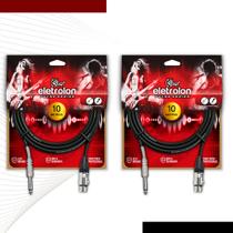 Kit 2 Cabo De Microfone P10 Mono Para Xlr Fêmea 10m Metros - Pulse Eletrolon