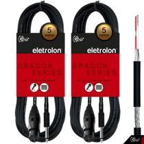 Kit 2 Cabo De Microfone P10 Mono Para Xlr Fêmea 5m Metros - Eletrolon