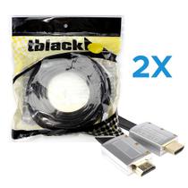 KIT 2 Cabo HDMI Flat Desmontável 2.0 4K 19 Pinos 5 Metros