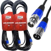 Kit 2 Cabo Microfone Xlr Canon Balanceado Macho Femea 10m Metros Mxt