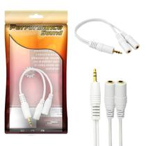 Kit 2 Cabo P2 Stereo Para 2x J2 Stereo 15cm Ponta Gold Audio Performance Sound Branco