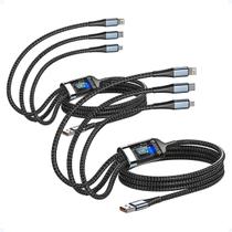 Kit 2 Cabo USB Carregador Turbo 100W 3 Em 1 Tipo-C Micro 1M