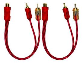 Kit 2 cabo y rca cristal matte 2m 1f e-tech injetado para som automotivo
