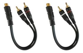 Kit 2 cabo y rca preto 1f 2m permak ouro para som automotivo Kit 2 cabo y rca preto 1f 2m permak ouro para som automotivo