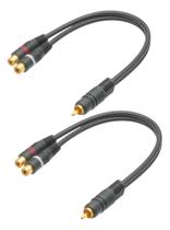Kit 2 cabo y rca preto 2f 1m permak ouro para som automotivo