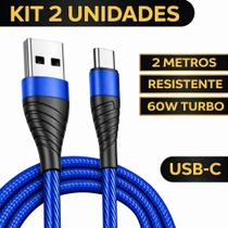 Kit 2 Cabos Carregador 2 Metros Tipo C Reforçado Original Inova