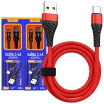 Kit 2 Cabos Carregador 2 Metros Tipo C Reforçado Original Inova Kit 2 Cabos Carregador 2 Metros Tipo C Reforçado Original Inova