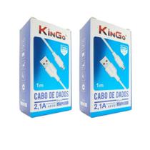 Kit 2 Cabos de Dados USB V8 Branco Kingo 1m 2.1A p/ Moto E6s