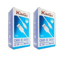 Kit 2 Cabos Micro-USB V8 Kingo Branco 1m 2.1A p/ Galaxy A02