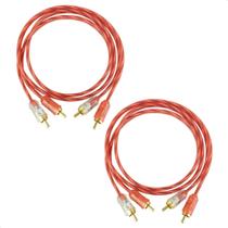 Kit 2 Cabos RCA 1 Metro Injetado Para Som Automotivo Áudio Profissional