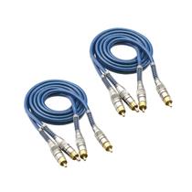 Kit 2 cabos rca prime plug metal 5mm transp azul 1m svart Kit 2 cabos rca prime plug metal 5mm transp azul 1m svart