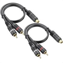 Kit 2 Cabos RCA Y 2 Machos 1 Fêmea Plug Banhado a Ouro 4mm Áudio e Vídeo Alta Qualidade 28cm Kit 2 Cabos RCA Y 2 Machos 1 Fêmea Plug Banhado a Ouro 4mm Áudio e Vídeo Alta Qualidade 28cm