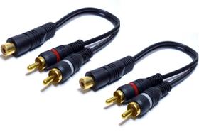 Kit 2 Cabos RCA Y 2 Machos e 1 Fêmea Para Módulo Som automotivo 2M 1F Material Resistente Reforçado