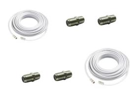 Kit 2 Cabos RG6 C/ 10Mts MONTADO c/4 Emendas F - GOLD - New Line Cable