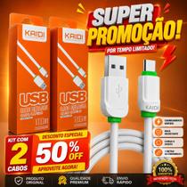 Kit 2 Cabos Tipo C Original Kaidi Reforçado Carregamento Rápido e Dados Turbo Kit 2 Cabos Tipo C Original Kaidi Reforçado Carregamento Rápido e Dados Turbo