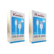 Kit 2 Cabos USB-C Kingo Branco 1m 2.1A para Moto One Vision