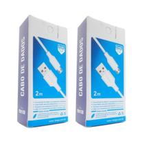 Kit 2 Cabos Usb V8 Kingo Branco 2M 2.1A Para Galaxy A10