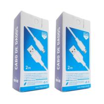 Kit 2 Cabos USB V8 Kingo Branco 2m 2.1A para Galaxy J2 Core