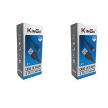 Kit 2 Cabos Usb V8 Kingo Preto 2M 2.1A Para Galaxy J2 Prime