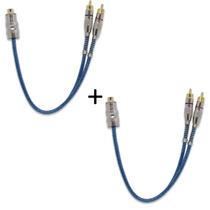 Kit 2 Cabos Y Prime Plug de Metal 5mm Azul 1F 2M Svart/Techone Som Automotivo