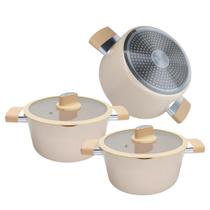 Kit 2 Caçarola Panela De Cerâmica Indução Chicago Rosa Pastel 24cm