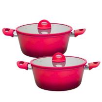 Kit 2 Caçarola Panela De Indução Antiaderente 24cm Miami Vermelha