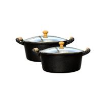 Kit 2 Caçarolas Alumínio Batido Craqueada 14 e 16 cm Com Tampa Vidro Kit 2 Caçarolas Alumínio Batido Craqueada 14 e 16 cm Com Tampa Vidro