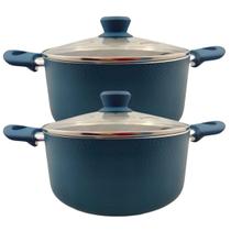 Kit 2 Caçarolas Panela Indução 22cm 24cm Revestida Cerâmico Gás Elétrico Vitroceramico Tampa Fratelli