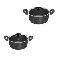 Kit 2 Caçarolas Panelas nº 18 E 20 Com Tampa de Vidro