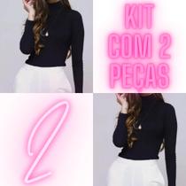 Kit 2 Cacharrel Feminina Inverno Manga Longa Gola Alta Em Tecido Suplex