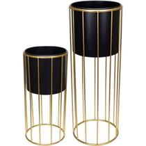Kit 2 Cachepô Vaso Decorativo Planta HomeCo Metal Preto Kit 2 Cachepô Vaso Decorativo Planta HomeCo Metal Preto