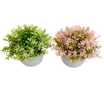 Kit 2 Cachepot Vaso Com Planta Decorativa Artificiais Flor