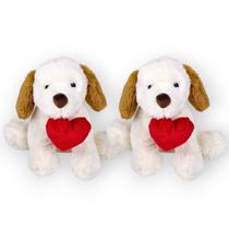 Kit 2 Cachorros Pelúcia Coração Presente Dia das Mães Amor