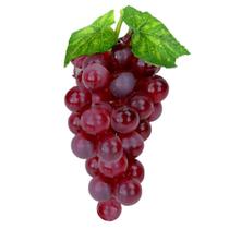 Kit 2 Cachos De Uvas Avermelhadas Fruta Artificial De Silicone 18cm