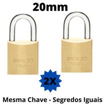 Kit 2 Cadeado Pado De 20mm Mesmo Segredo Iguais Mesma Chave