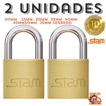 Kit 2 Cadeado Stam Original Zamac Latonado 20mm