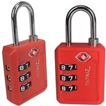 Kit 2 Cadeados 30pl Papaiz Com 3 Dígitos Secretos Tsa Zamac Vermelho