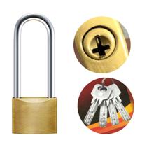 Kit 2 Cadeados Com Chave Tetra De Alta Segurança Versátil Haste Longa 32mm