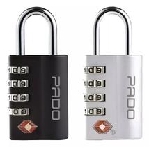 Kit 2 Cadeados Pado Sm Executive Tsa 4 Segredos Prata e Preto