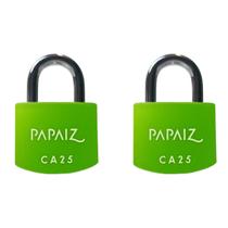 Kit 2 Cadeados Papaiz CA25 Alumínio Verde 25mm